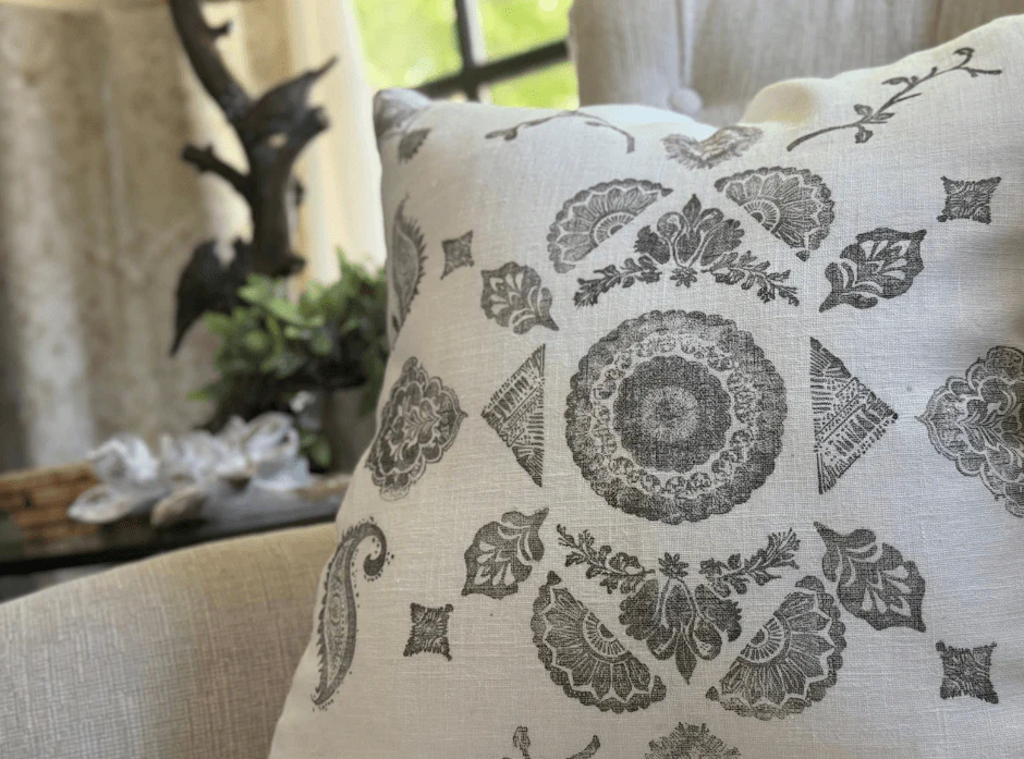 White Cottage and Company, Iron Orchid Designs Stamped pillow